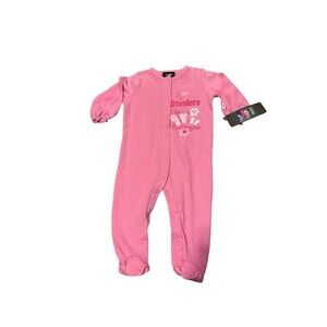 NFL Steelers Sleeper Size 6-9 Months Pink Flowers Butterflies Ruffle NEW